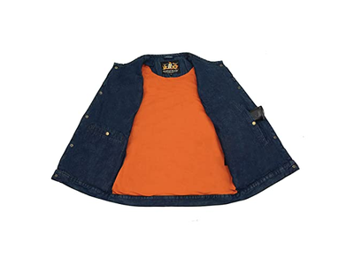 Biker's Edge Men's Denim Collarless Club Style Vest