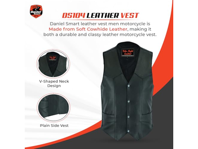 Daniel Smart Biker Vest for Men Economy Cowhide 