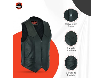 Daniel Smart Biker Vest for Men Economy Cowhide 