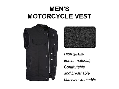 GMen's Leather Motorcycle Vest with Gun Pockets 