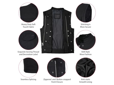 GMen's Leather Motorcycle Vest with Gun Pockets 