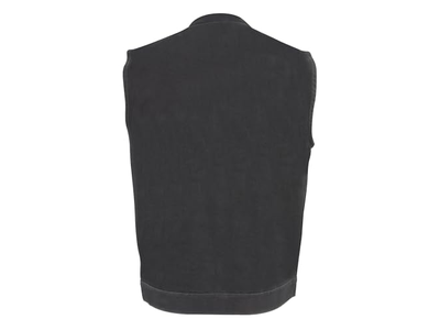 Leather Men's Black Denim Textile Motorcycle Vest