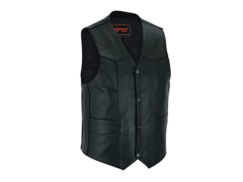 Leather Motorcycle Vest Premium Cowhide Biker Vest 