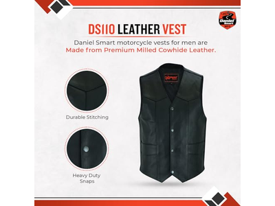 Leather Motorcycle Vest Premium Cowhide Biker Vest 