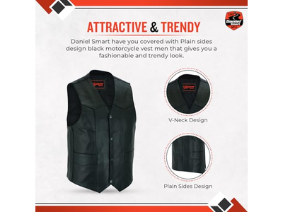 Leather Motorcycle Vest Premium Cowhide Biker Vest 