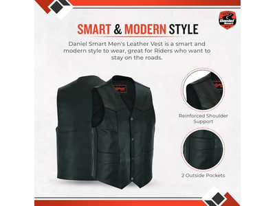 Leather Motorcycle Vest Premium Cowhide Biker Vest 