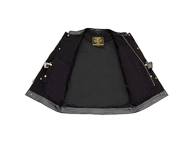 Men's Black Denim Club Style Biker Vest 
