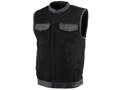 Men's Black Denim Club Style Biker Vest 