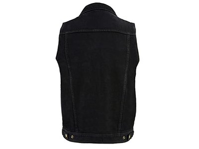 Men's Black Denim Motorcycle Biker Riders Vest 