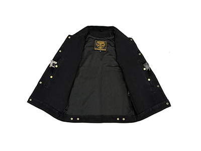 Men's Black Denim Motorcycle Biker Riders Vest 