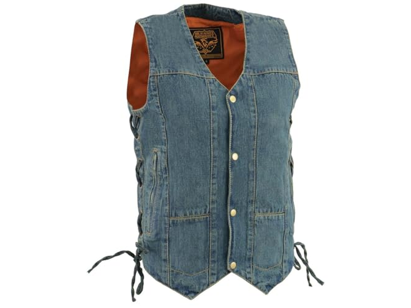 Men's Blue Denim '10 Pocket' Motorcycle Bikers