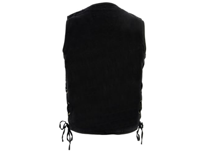 Men's Classic Black Denim Motorcycle Biker Riders Vest 
