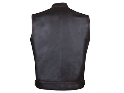 Men's Premium Leather Motorcycle Vest with Biker Club 