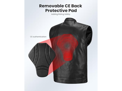 Motorcycle Leather Vest for Men with CE Armor 